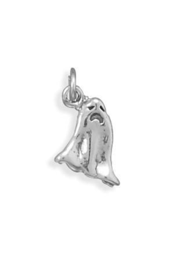 .925 Sterling Silver Oxidized Ghost Charm