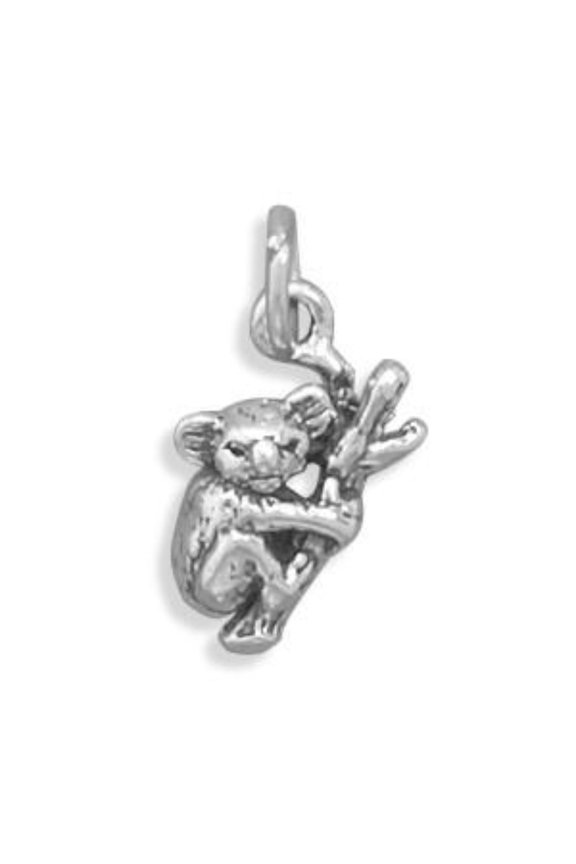 .925 Sterling Silver Oxidized Koala in Tree Charm