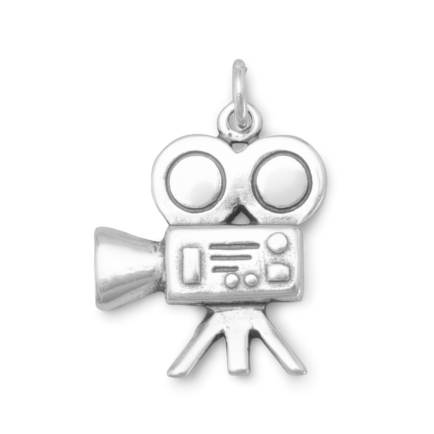 .925 Sterling Silver Oxidized Movie Camera Charm