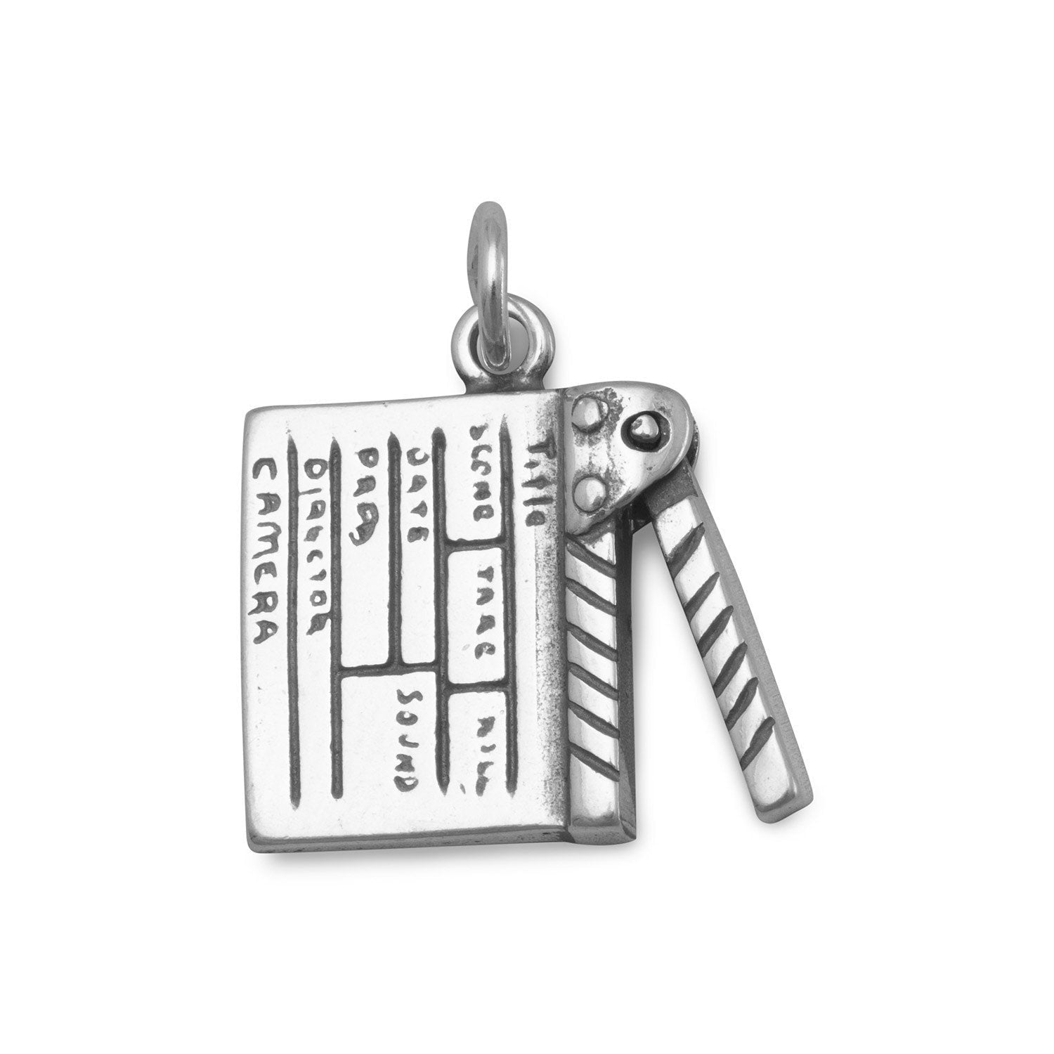 .925 Sterling Silver Oxidized Movie Clapboard Charm