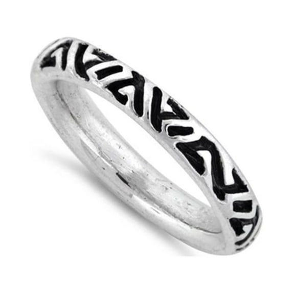 925 Sterling Silver Oxidized Platinum Plated Ancient Sign Stackable Women Valentines Day Gifts Ring