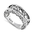 thumbnail image 1 of 925 Sterling Silver Oxidized Platinum Plated Antique Wavy Women Valentines Day Gifts Ring, 1 of 2