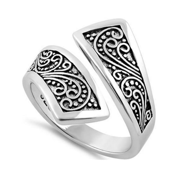925 Sterling Silver Oxidized Platinum Plated Bali Swirl Women Valentines Day Gifts Ring