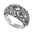 thumbnail image 1 of 925 Sterling Silver Oxidized Platinum Plated Bold Flowers Women Mother's Day Gift Ring, 1 of 2