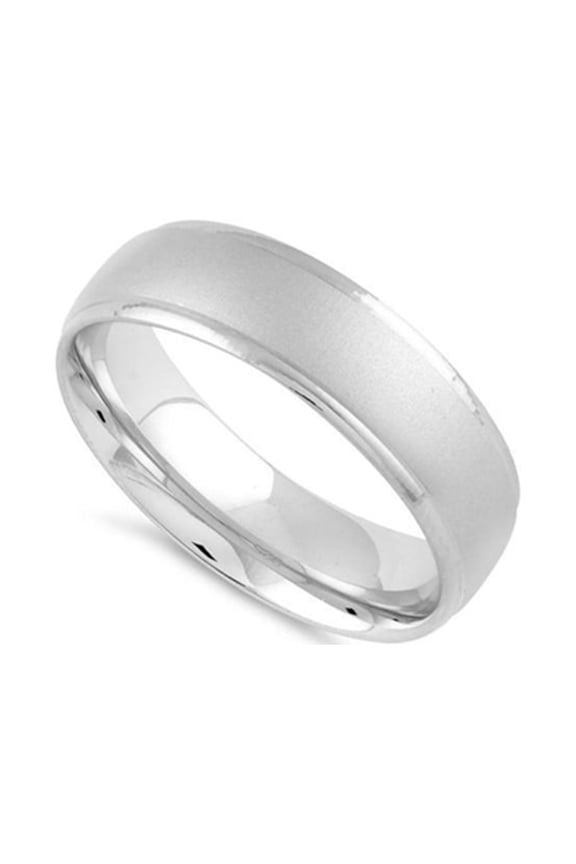 925 Sterling Silver Oxidized Platinum Plated Brushed Women Wedding Ring