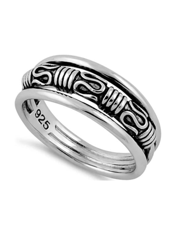 925 Sterling Silver Oxidized Platinum Plated Byzantine Women Valentines Day Gifts Ring