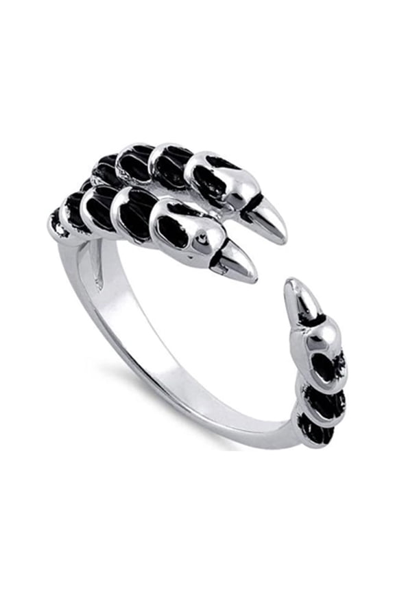 925 Sterling Silver Oxidized Platinum Plated Claw Women Valentines Day Gifts Ring