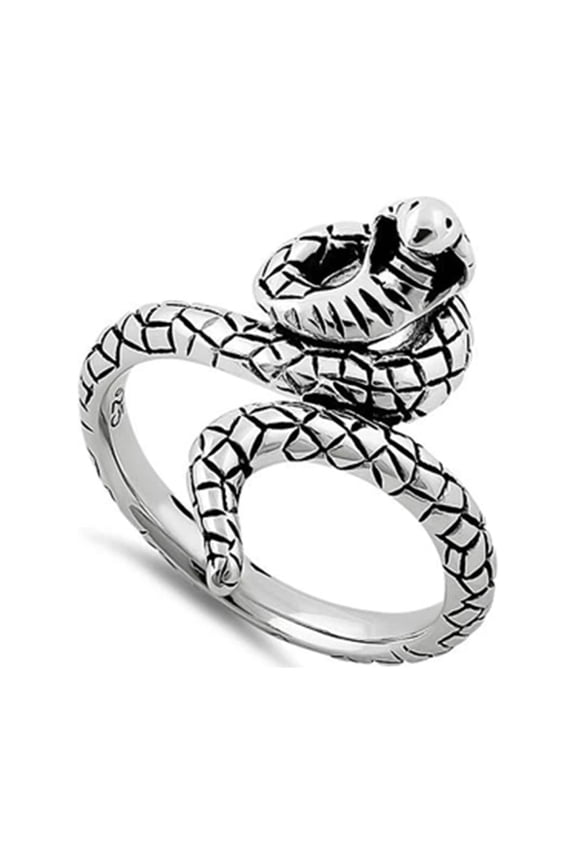 925 Sterling Silver Oxidized Platinum Plated Cobra Snake Women Valentines Day Gifts Ring