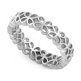 thumbnail image 1 of 925 Sterling Silver Oxidized Platinum Plated Eternity Hollow Flower Women Valentines Day Gifts Ring, 1 of 2