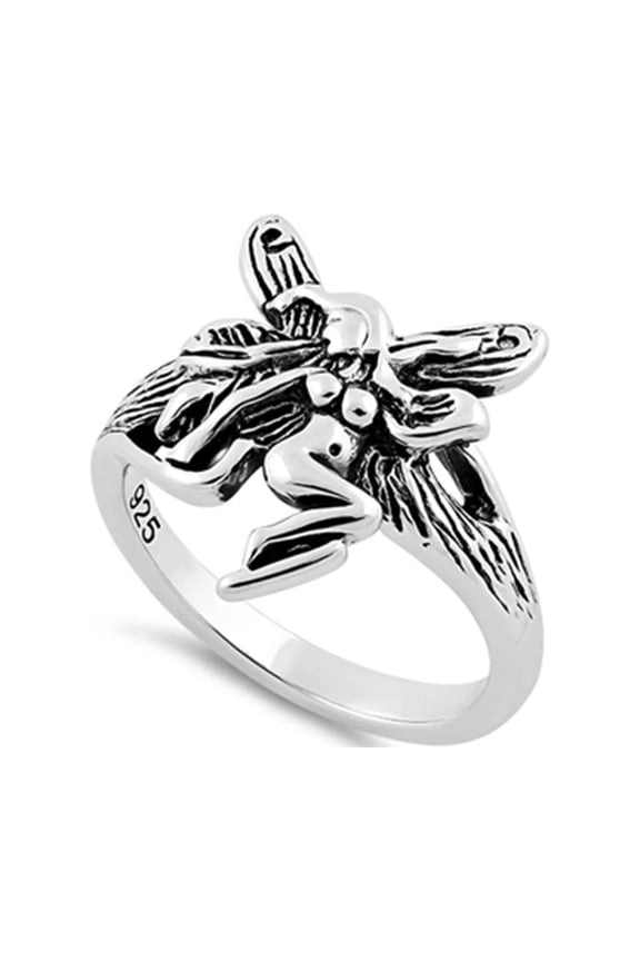 925 Sterling Silver Oxidized Platinum Plated Fairy Women Valentines Day Gifts Ring