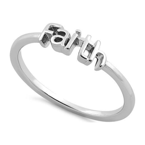 925 Sterling Silver Oxidized Platinum Plated Faith Valentines Day Gifts Ring