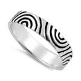 thumbnail image 1 of 925 Sterling Silver Oxidized Platinum Plated Fingerprint Band Women Valentines Day Gifts Ring, 1 of 4