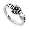 thumbnail image 1 of 925 Sterling Silver Oxidized Platinum Plated Flower Hear Women Valentines Day Gifts Ring, 1 of 4