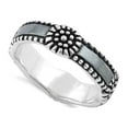 thumbnail image 1 of 925 Sterling Silver Oxidized Platinum Plated Flower Oxidized Band Women Valentines Day Gifts Ring, 1 of 4