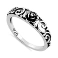 thumbnail image 1 of 925 Sterling Silver Oxidized Platinum Plated Flowers Art Deco Women Valentines Day Gifts Ring, 1 of 4