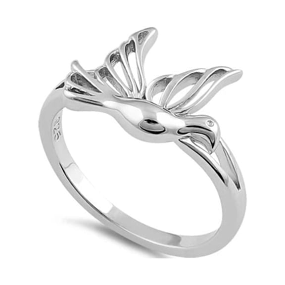 Mooneye 925 Sterling Silver Platinum Plated Flying Dove Stackable Women Gifts Ring
