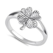 MOONEYE 925 Sterling Silver Oxidized Platinum Plated Four Leaf Clover Valentines Day Gifts Ring