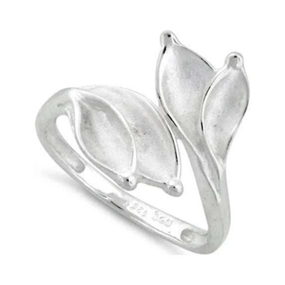 925 Sterling Silver Oxidized Platinum Plated Four Leaves Women Valentines Day Gifts Ring
