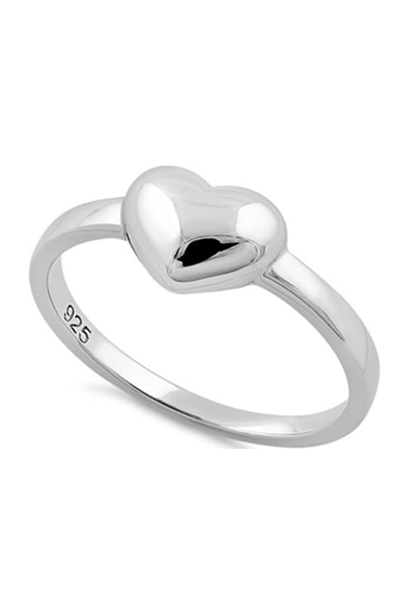 925 Sterling Silver Oxidized Platinum Plated High Polish Heart Women Valentines Day Gifts Ring