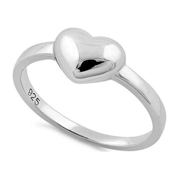 925 Sterling Silver Oxidized Platinum Plated High Polish Heart Women Valentines Day Gifts Ring