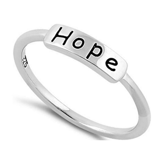 925 Sterling Silver Oxidized Platinum Plated Hope Vintage Women Valentines Day Gifts Ring