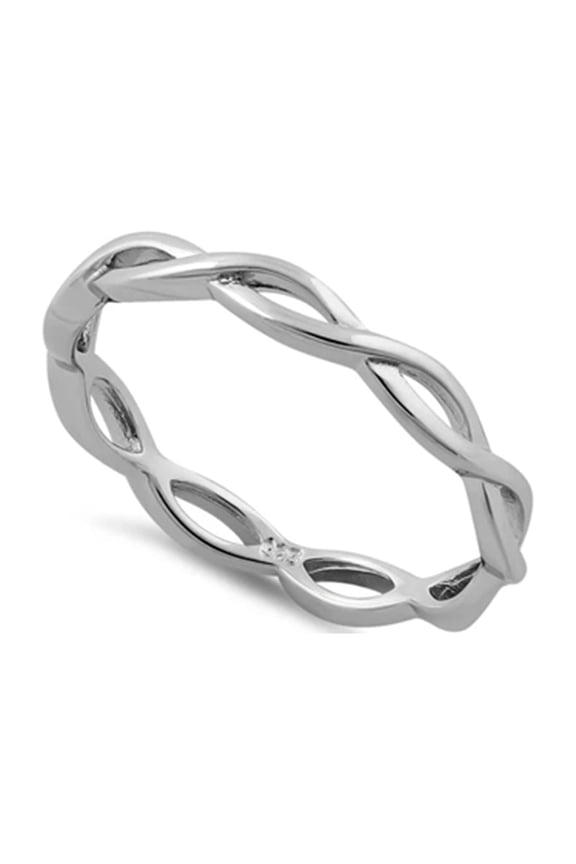 925 Sterling Silver Oxidized Platinum Plated Infinity Fish Stackable Women Valentines Day Gifts Ring