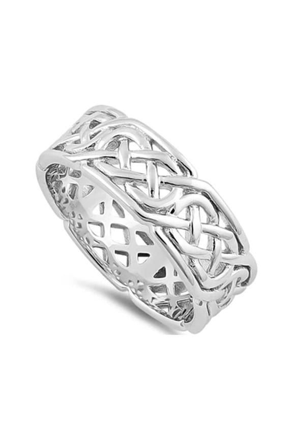 925 Sterling Silver Oxidized Platinum Plated Interwoven Band Women Valentines Day Gifts Ring