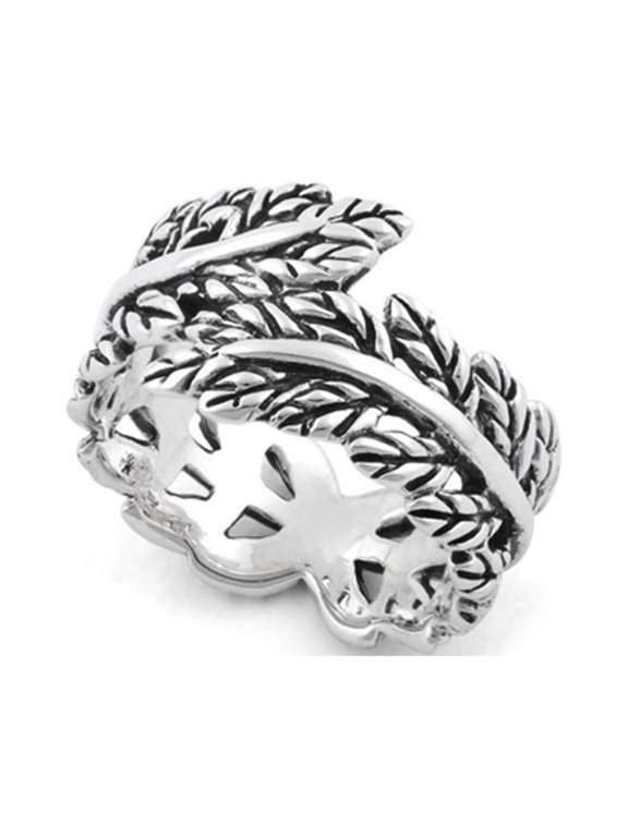925 Sterling Silver Oxidized Platinum Plated Laurel Women Valentines Day Gifts Ring