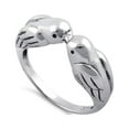 thumbnail image 1 of 925 Sterling Silver Oxidized Platinum Plated Love Bird Kissing Women Valentines Day Gifts Ring, 1 of 4