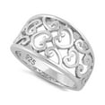 thumbnail image 1 of 925 Sterling Silver Oxidized Platinum Plated Multiple Hearts Women Valentines Day Gifts Ring, 1 of 4