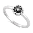 thumbnail image 1 of 925 Sterling Silver Oxidized Platinum Plated Nice And Simple Flower Women Valentines Day Gifts Ring, 1 of 4