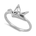 thumbnail image 1 of 925 Sterling Silver Oxidized Platinum Plated Origami Flying Bird Women Valentines Day Gifts Ring, 1 of 4