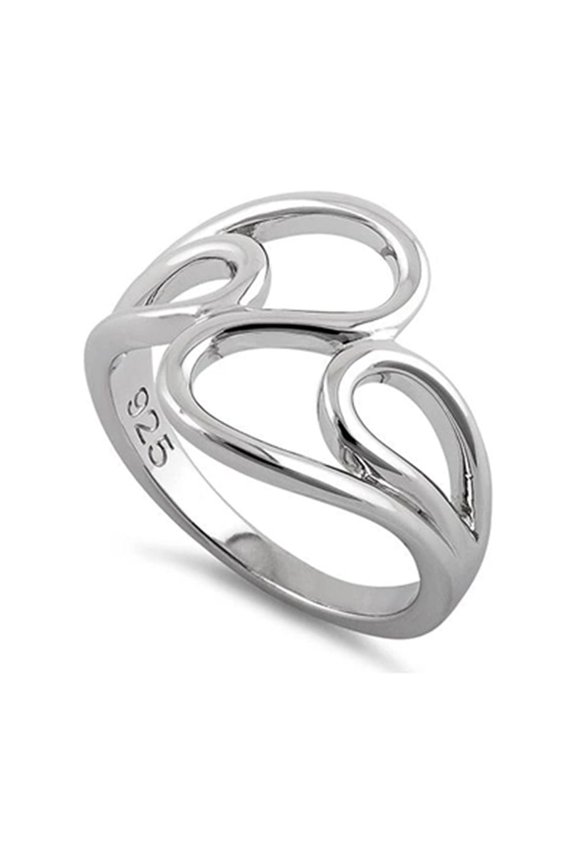 925 Sterling Silver Oxidized Platinum Plated Pattern Swirl Stackable Women Valentines Day Gifts Ring
