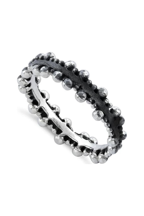 925 Sterling Silver Oxidized Platinum Plated Pebbles Oxidized Women Valentines Day Gifts Ring