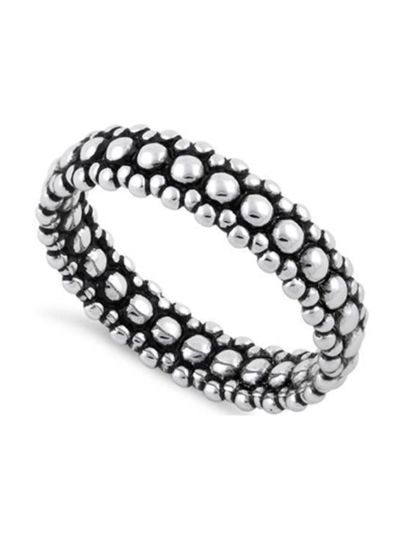 925 Sterling Silver Oxidized Platinum Plated Pebbles Stackable Women Valentines Day Gifts Ring