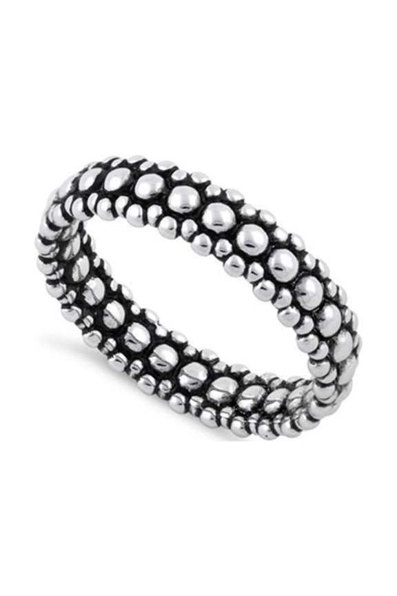 925 Sterling Silver Oxidized Platinum Plated Pebbles Stackable Women Valentines Day Gifts Ring