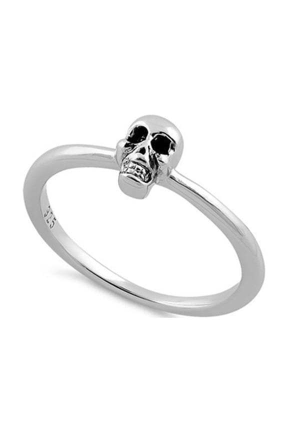 925 Sterling Silver Oxidized Platinum Plated Phantom Skull Women Valentines Day Gifts Ring