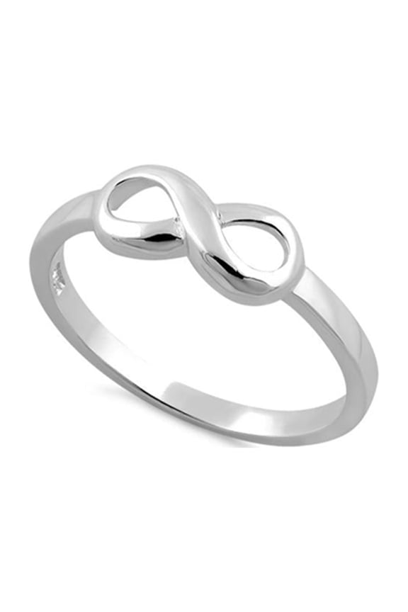 925 Sterling Silver Oxidized Platinum Plated Plain Infinity Women Valentines Day Gifts Ring
