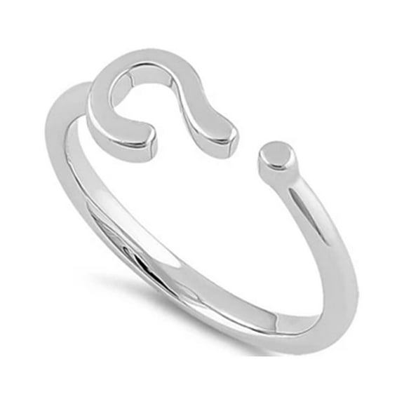 925 Sterling Silver Oxidized Platinum Plated Question Mark Women Valentines Day Gifts Ring