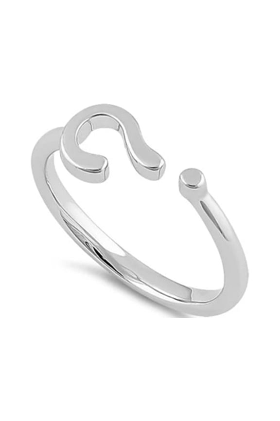 925 Sterling Silver Oxidized Platinum Plated Question Mark Women Valentines Day Gifts Ring