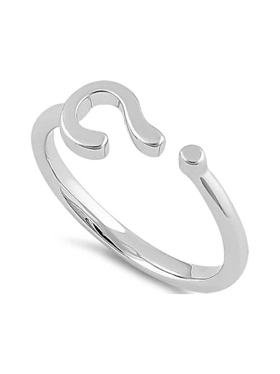 925 Sterling Silver Oxidized Platinum Plated Question Mark Women Valentines Day Gifts Ring
