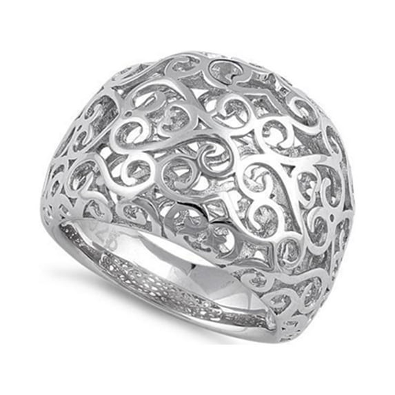 925 Sterling Silver Oxidized Platinum Plated Resilient Curves Hearts Women Valentines Day Gifts Ring