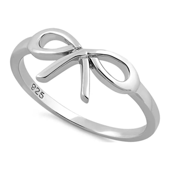 925 Sterling Silver Oxidized Platinum Plated Ribbon Women Valentines Day Gifts Ring