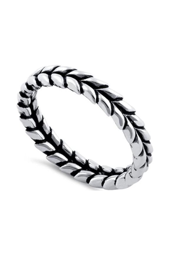 925 Sterling Silver Oxidized Platinum Plated Scales Eternity Women Valentines Day Gifts Ring