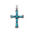 thumbnail image 1 of 925 Sterling Silver Oxidized Religious Faith Cross With Rectangle Turquoise Pendant Necklace Total 40mm X 23mm 6 Reconst, 1 of 2