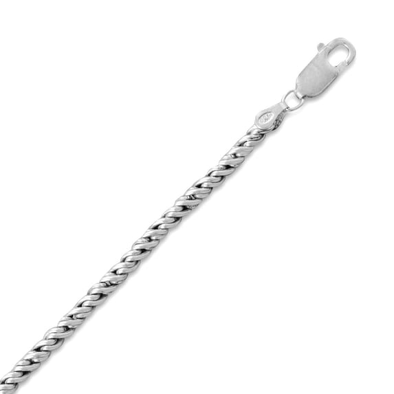 925 Sterling Silver Oxidized Rope Chain Necklace 3.6mm Lobster Clasp Closure 20 Inch Chain Necklace for Women and Men