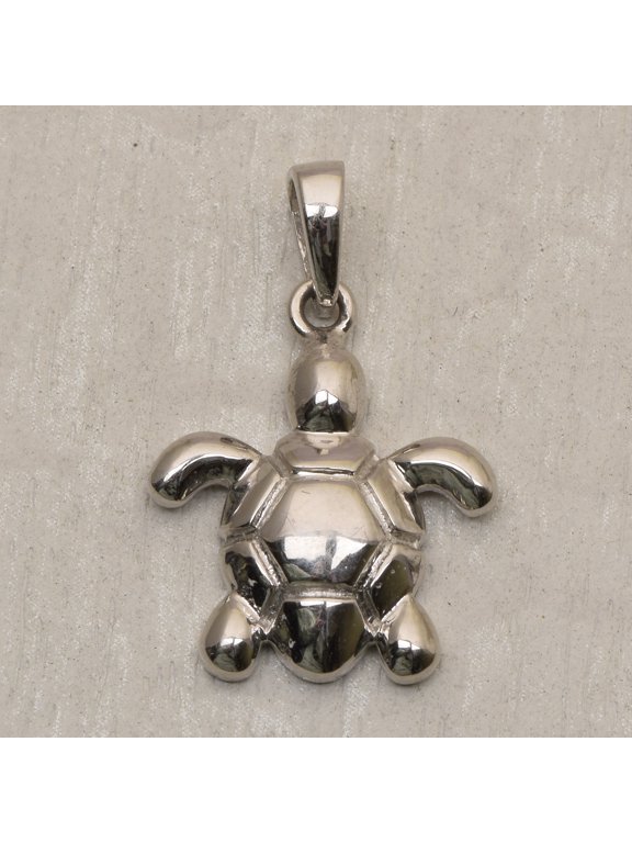 925 Sterling Silver Oxidized Turtle Charm Pendant Women Gift Jewelry