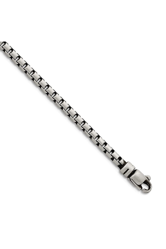 925 Sterling Silver Oxidized and Satin 3.2mm Box Chain Necklace 30 Inch Chain Necklace for Women and Men