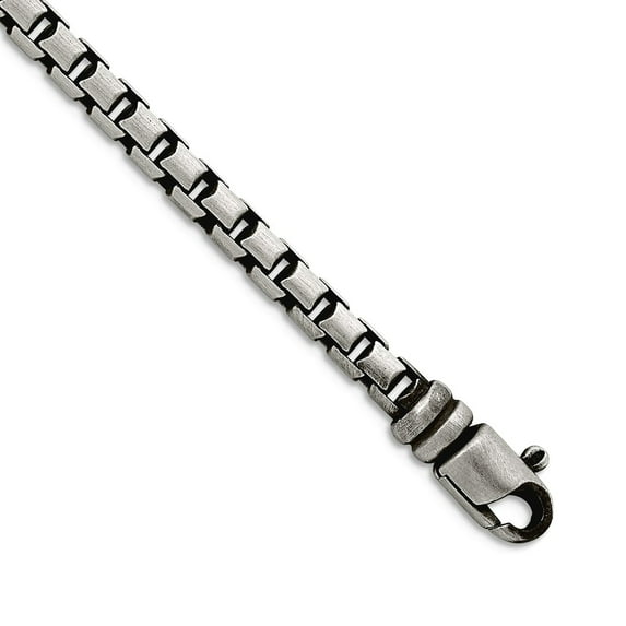 925 Sterling Silver Oxidized and Satin 5.0mm Box Chain Necklace 20 Inch Chain Necklace for Women and Men