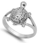 925 Sterling Silver Pacific Turtle Ring Size 8